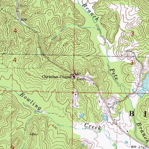 Topographic Map of Christian Chapel, MS
