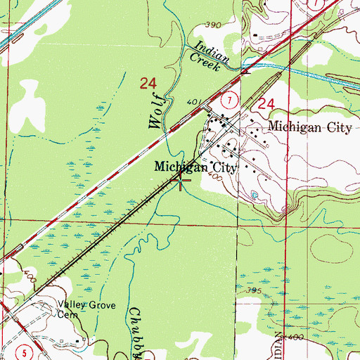 Topographic Map of Chubby Creek, MS