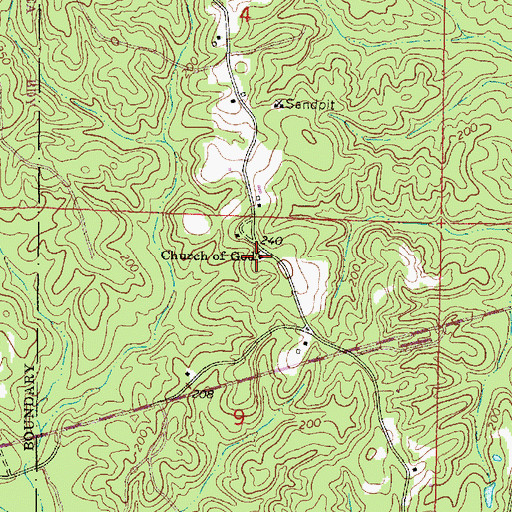 Topographic Map of Church of God, MS