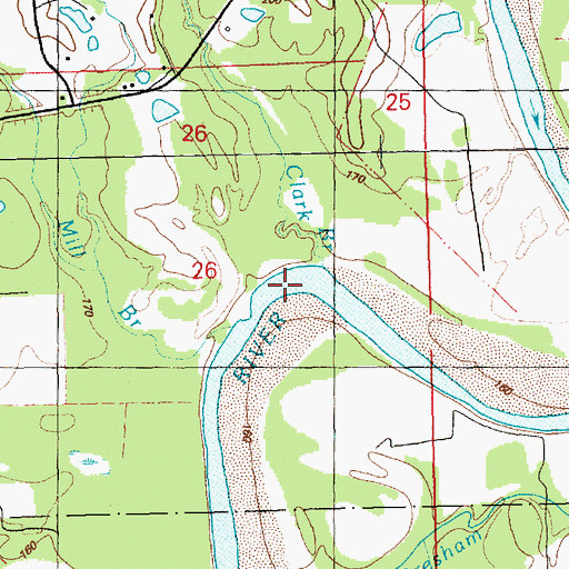Topographic Map of Clark Branch, MS