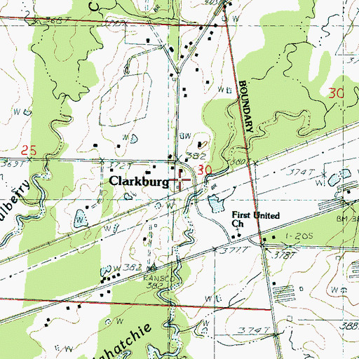 Topographic Map of Clarkburg, MS