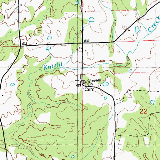 Topographic Map of Clayhill Church, MS
