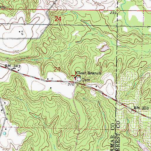 Topographic Map of Clear Branch Church, MS