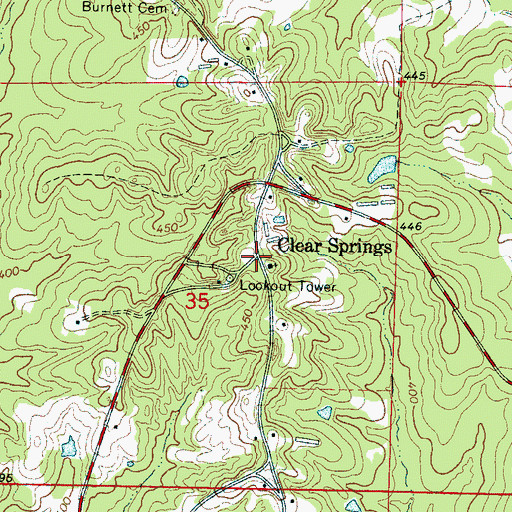 Topographic Map of Clear Springs, MS