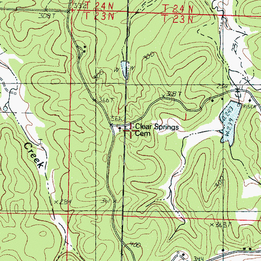 Topographic Map of Clear Springs Church, MS