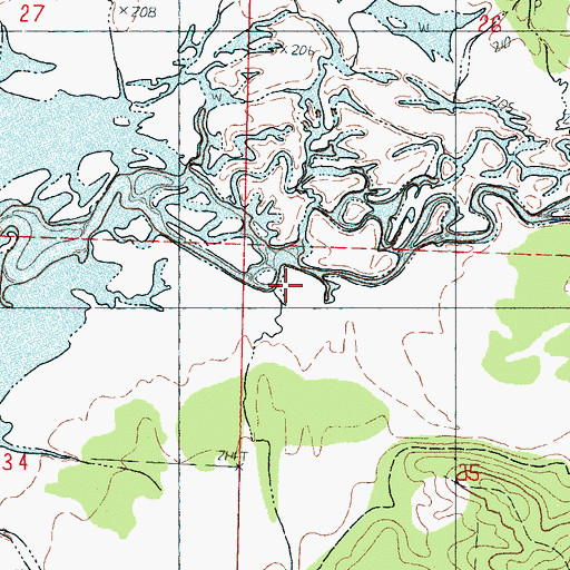 Topographic Map of Clear Springs Creek, MS