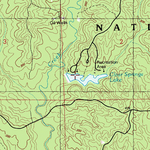Topographic Map of Clear Springs Lake, MS