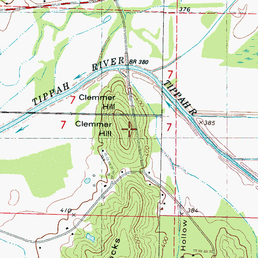 Topographic Map of Clemmer Hill, MS