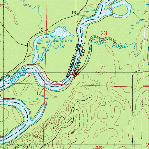 Topographic Map of Coffee Bogue, MS