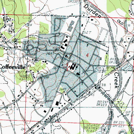 Topographic Map of Coffeeville, MS