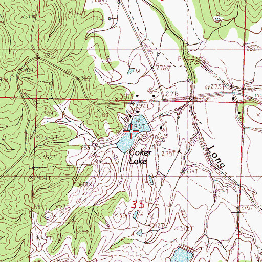 Topographic Map of Coker Lake, MS