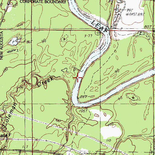 Topographic Map of Coleman Creek, MS