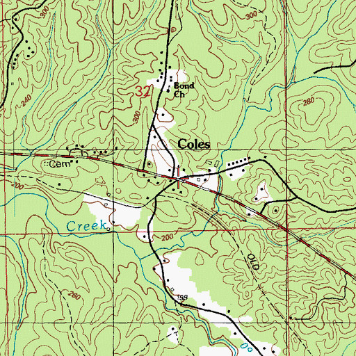 Topographic Map of Coles, MS