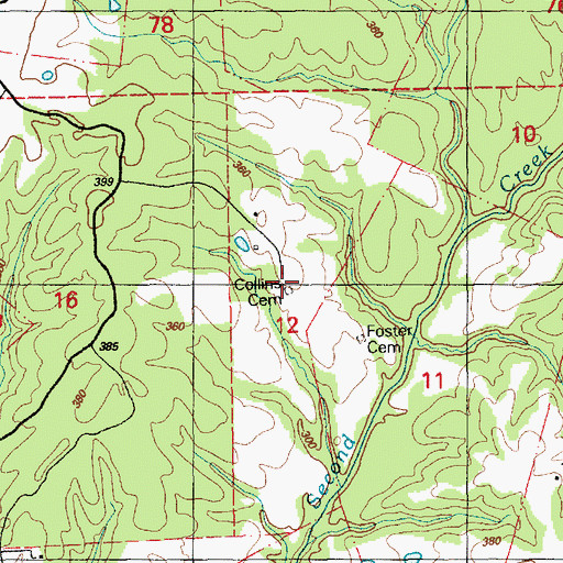 Topographic Map of Collins Cemetery, MS
