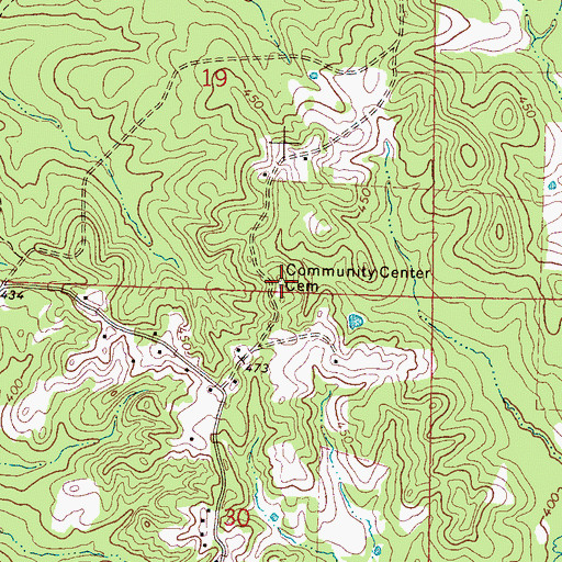 Topographic Map of Community Center Cemetery, MS