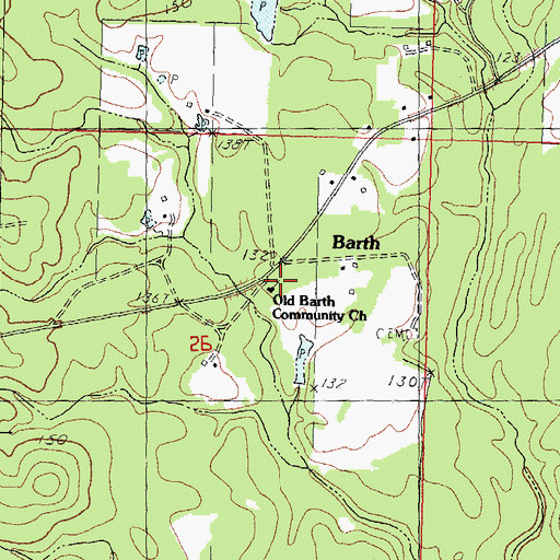 Topographic Map of Old Barth Community Church, MS