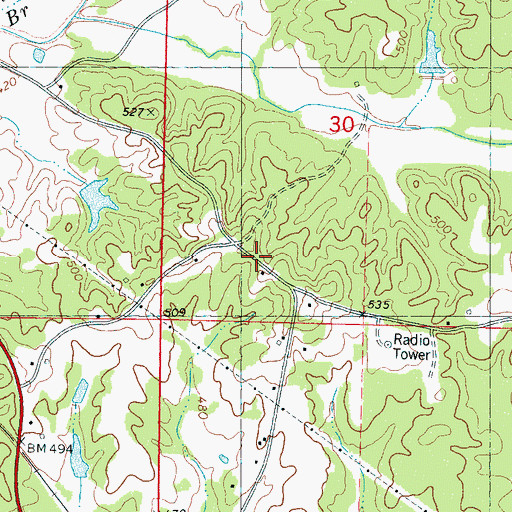 Topographic Map of Community Church, MS