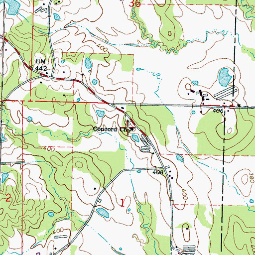 Topographic Map of Concord Church, MS
