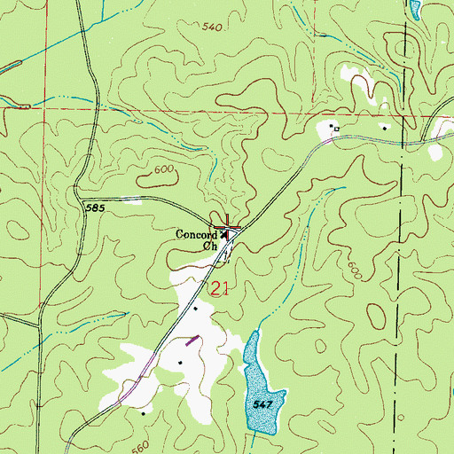 Topographic Map of Concord Church, MS