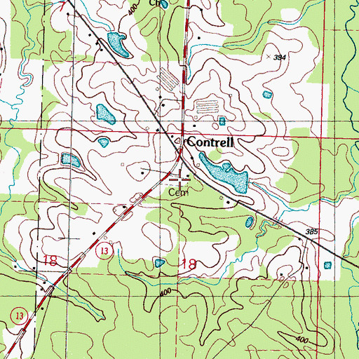 Topographic Map of Contrell Church, MS