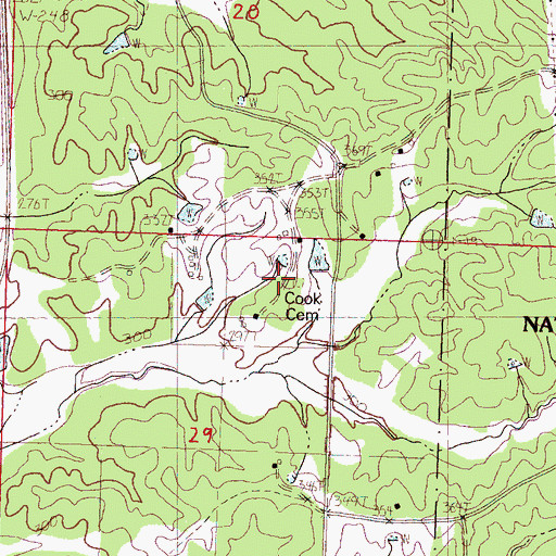 Topographic Map of Cook Cemetery, MS