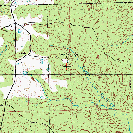 Topographic Map of Cool Springs Church, MS