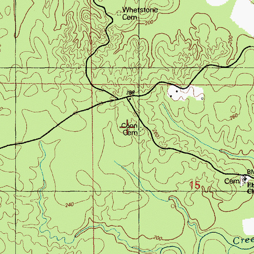 Topographic Map of Coon Cemetery, MS