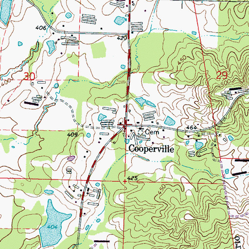 Topographic Map of Cooperville, MS