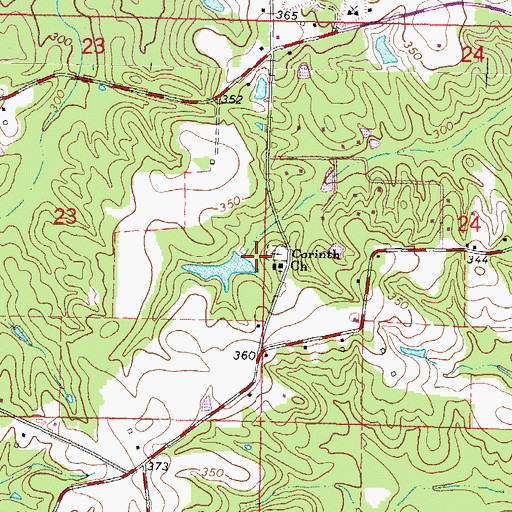 Topographic Map of Corinth Baptist Church, MS