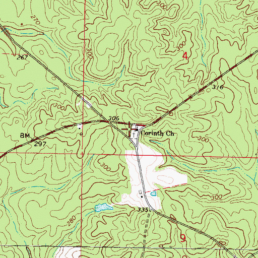 Topographic Map of Corinth Church, MS