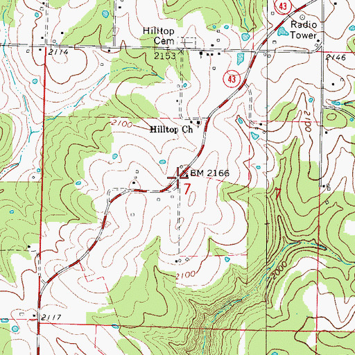 Topographic Map of Hill Top, AR