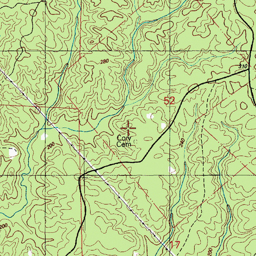 Topographic Map of Cory Cemetery, MS