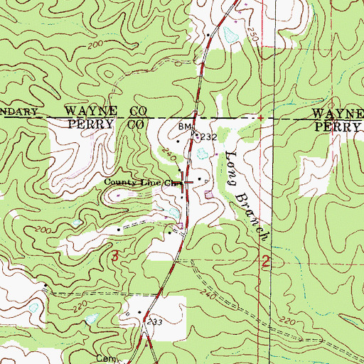 Topographic Map of County Line Church, MS