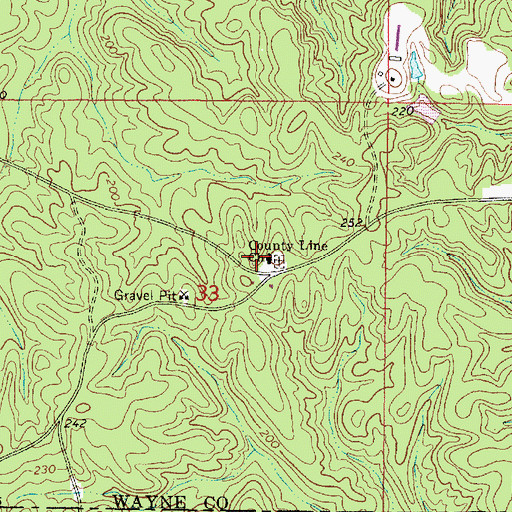 Topographic Map of County Line Church, MS
