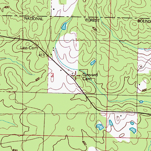 Topographic Map of Coward Cemetery, MS