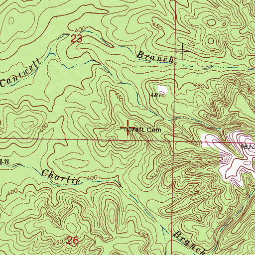 Topographic Map of Craft Cemetery, MS