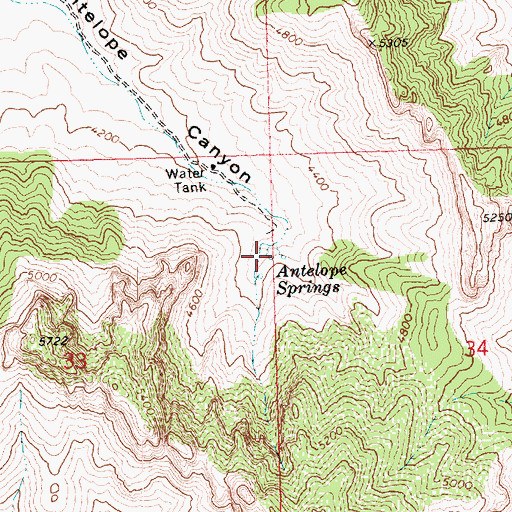 Topographic Map of Antelope Springs, AZ