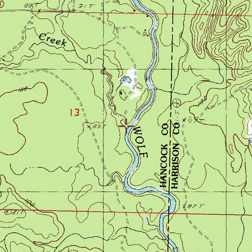 Topographic Map of Crane Creek, MS