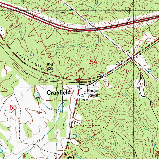 Topographic Map of Cranfield, MS