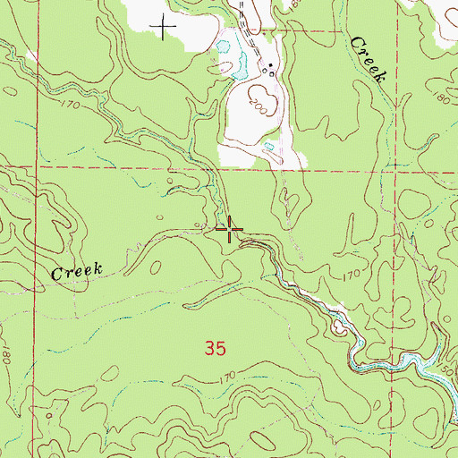 Topographic Map of Crawford Creek, MS