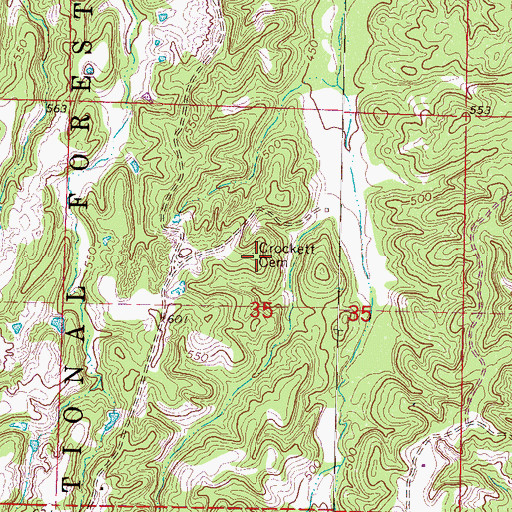 Topographic Map of Crockett Cemetery, MS