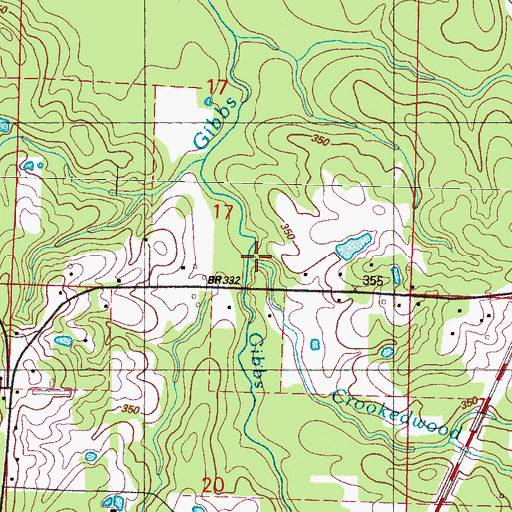 Topographic Map of Crookedwood Branch, MS