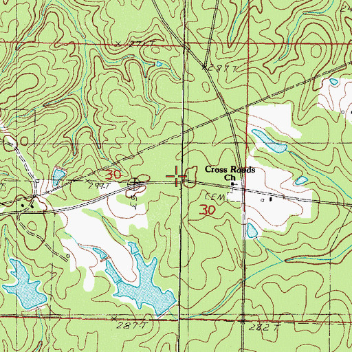 Topographic Map of Cross Roads Church, MS