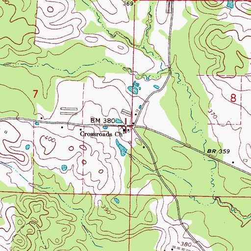 Topographic Map of Crossroads Church, MS