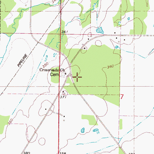 Topographic Map of Crossroads Church, MS