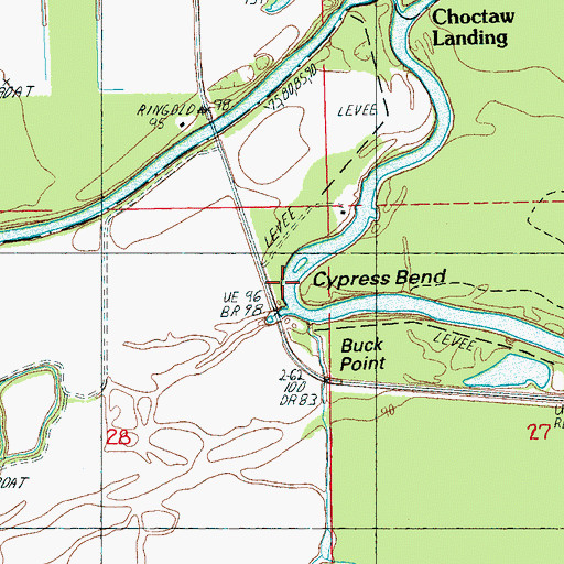 Topographic Map of Cypress Bend, MS