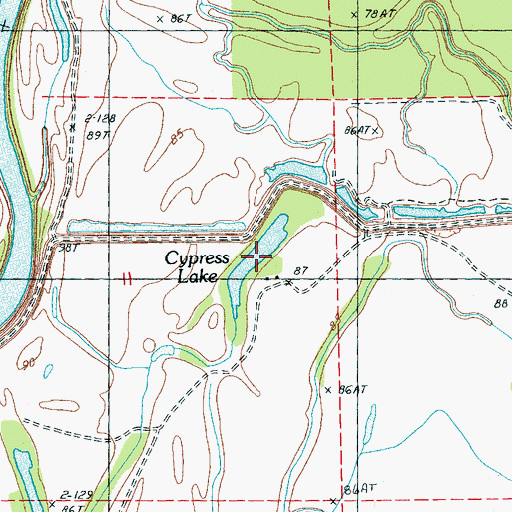 Topographic Map of Cypress Lake, MS