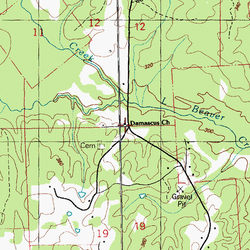 Topographic Map of Damascus Church, MS