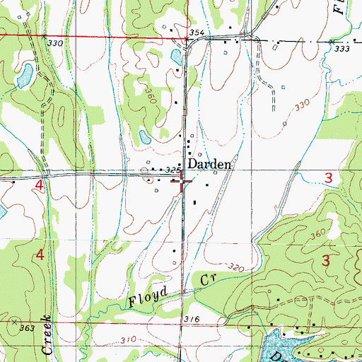 Topographic Map of Darden, MS