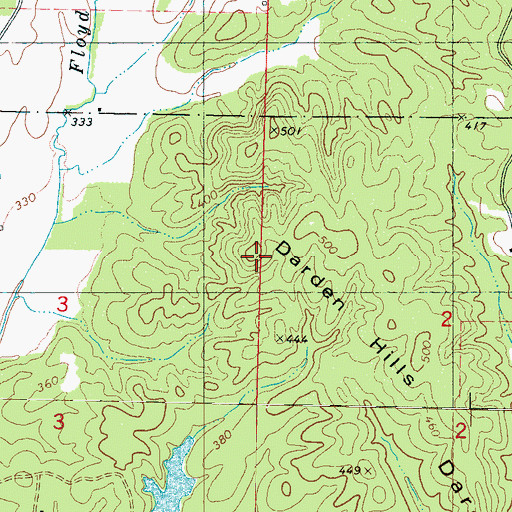 Topographic Map of Darden Hills, MS